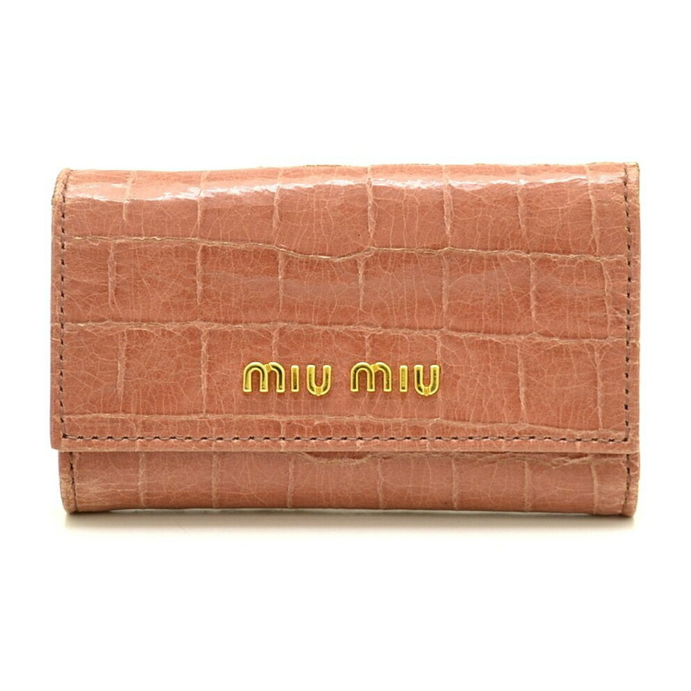 Miu Miu 6-Row Key Case Embossed Leather Pink - image 1